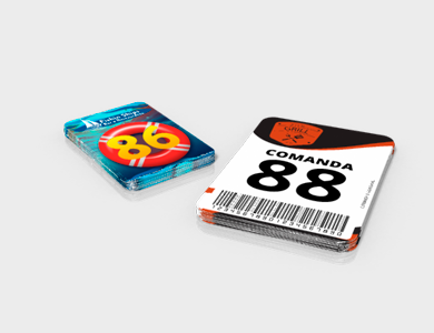 Comanda com Dados Variáveis em PVC 0,3mm Verniz Total Frente e Verso 8,5x11,4cm - 4x0 - 1 unid