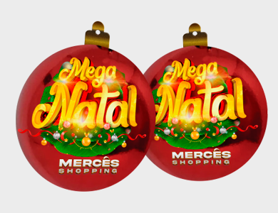 Móbile Bolinha de Natal Pequeno PVC 0,3 mm Verniz Total Frente e Verso 11,4x13,4 cm - 4x4 - 10 unid