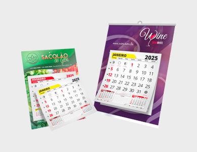 Folhinha com Bloco de Calendário 2026 Couchê 300g Sem Verniz 20x27cm - 4x0 - 10 unid
