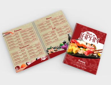 Cardápio Wire-o com 14 Páginas em PVC 0,5mm Fosco Frente e Verso 21,5x29cm - 4x4 - 25 unid