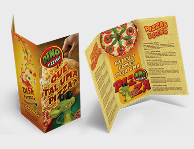 Folder com 2 Dobras Couchê 90g Verniz Total Frente e Verso 15x21cm - 4x4 - 10000 unid